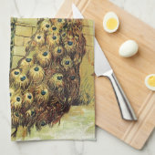 ヴィンテージアート運ピーコックのメッセージ、贈り物 キッチンタオル (四つ折り)