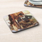 ヴィンテージアート、カウボーイNC Wyethによって彼の馬を散水 コースター (左側)