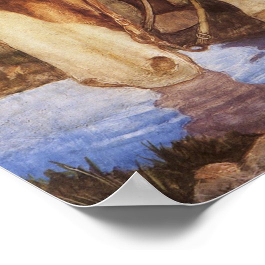 ヴィンテージアート、カウボーイNC Wyethによって彼の馬を散水 ポスター (角)