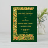 ヴィンテージアート&クラフツ葉&フローラ縁ど 箔招待状 (立ち正面)