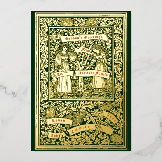 ヴィンテージアート&クラフトガールズバナークリスマス 箔シーズンカード (正面)