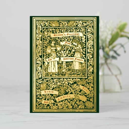 ヴィンテージアート&クラフトガールズバナークリスマス 箔シーズンカード (立ち正面)