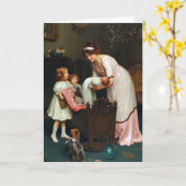 ヴィンテージアート – ビッグ・シスターズとベビー、 カード (黄色い花)