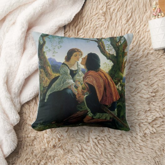 ヴィンテージアート、夕暮れの恋人たち、ジョセフ・ノエル・パトン クッション (ブランケット)