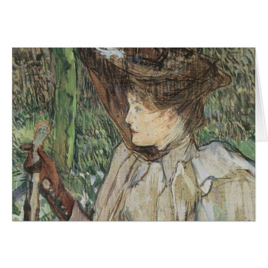 ヴィンテージアート、女性と手袋を持つToulouse Laurec (正面横)