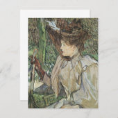 ヴィンテージアート、女性と手袋を持つToulouse Laurec (正面/裏面)