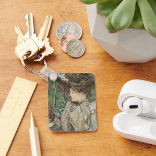 ヴィンテージアート、女性と手袋を持つToulouse Laurec キーホルダー