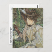 ヴィンテージアート、女性と手袋を持つToulouse Laurec ポストカード (正面/裏面)