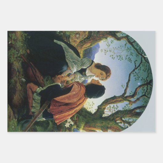 ヴィンテージアート、恋人たちデュスク、ジョセフ・ノールパトン卿 ラッピングペーパーシート (正面)