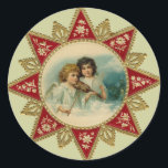 ヴィンテージアート – Christmas Angels Stickers ラウンドシール<br><div class="desc">ヴィンテージアート – Christmas Angelスタンプ</div>