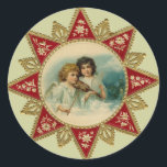 ヴィンテージアート – Christmas Angels Stickers ラウンドシール<br><div class="desc">ヴィンテージアート – Christmas Angelスタンプ</div>