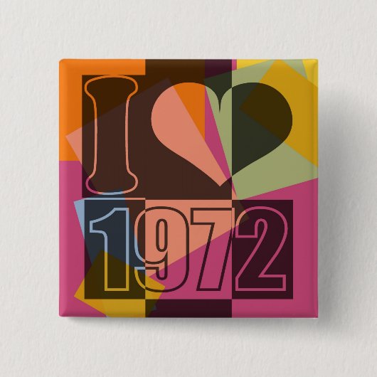 ヴィンテージアート – I love (ハート) 1972 – ボタン 缶バッジ (正面)