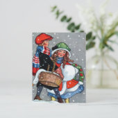 ヴィンテージアートboy_n_girl_christmas シーズンポストカード (スタンド正面)