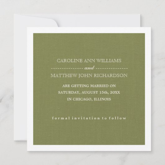 ヴィンテージアートBurlapテクスチャ日付の結婚保存 招待状 (裏面)