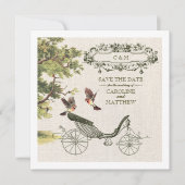 ヴィンテージアートBurlapテクスチャ日付の結婚保存 招待状 (正面)