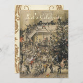 ヴィンテージアービクトリアントホリデークリスマスパーティー 招待状 (正面/裏面)