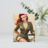 ヴィンテージアーミーオートバイピンナップサンキューカード サンキューカード (スタンド正面)