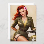 ヴィンテージアーミーオートバイピンナップ招待状 招待状 (正面/裏面)