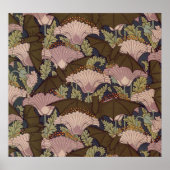 ヴィンテージアールデコこうもりと花 ポスター (正面)