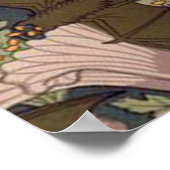 ヴィンテージアールデコこうもりと花 ポスター (角)