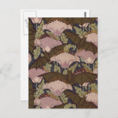 ヴィンテージアールデコこうもりと花 ポストカード (正面/裏面)