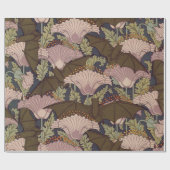 ヴィンテージアールデコこうもりと花 ラッピングペーパー (フラット)