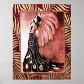 ヴィンテージアールデコの女性ファン ポスター (正面)