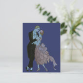 ヴィンテージアールデコの新婚、結婚式の日付の保存 案内ポストカード (スタンド正面)