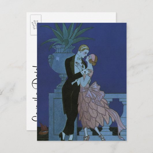 ヴィンテージアールデコの更新日付の保存 案内ポストカード (正面/裏面)