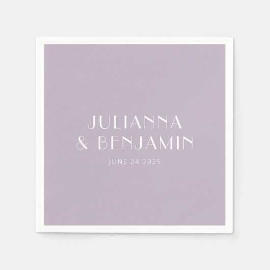 ヴィンテージアールデコほこりシンプル薄紫カスタムウェディング スタンダードカクテルナプキン (正面)