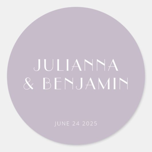 ヴィンテージアールデコほこりシンプル薄紫カスタムウェディング ラウンドシール (正面)