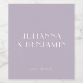 ヴィンテージアールデコほこりシンプル薄紫カスタムウェディング ワインラベル (シングルラベル)