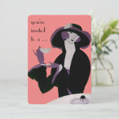 ヴィンテージアールデコアフタヌーンティーパーティーブライダルシャワー 招待状 (スタンド正面)