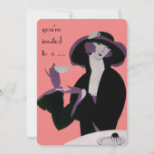 ヴィンテージアールデコアフタヌーンティーパーティーブライダルシャワー 招待状 (正面)