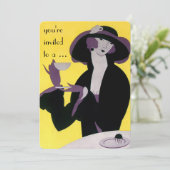 ヴィンテージアールデコアフタヌーンティーパーティーブライダルシャワー 招待状 (スタンド正面)