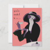 ヴィンテージアールデコアフタヌーンティーブライダルシャワーパーティー 招待状 (正面)