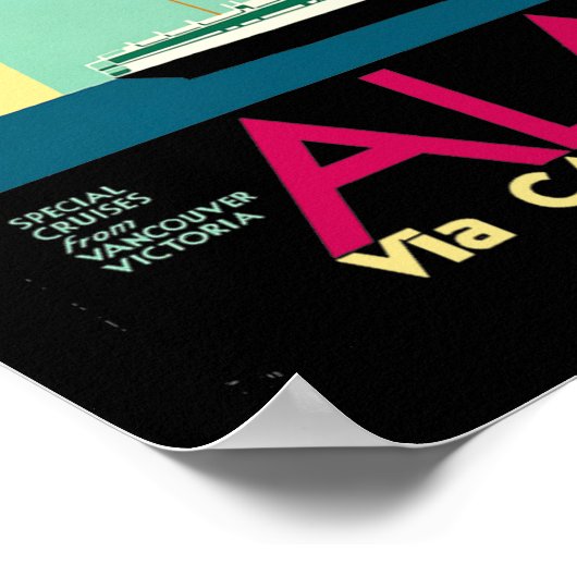 ヴィンテージアールデコアラスカ観光旅行 ポスター (角)