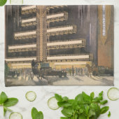 ヴィンテージアールデコアーキテクチャ、NYCでの建物 キッチンタオル (折り畳み)