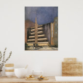 ヴィンテージアールデコアーキテクチャ、NYCでの建物 ポスター (キッチン)