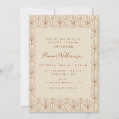 ヴィンテージアールデコアートバーントオレンジブライダルシャワー 招待状 (正面)