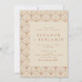 ヴィンテージアールデコアートバーンドオレンジエレガントな結婚式 招待状 (正面)