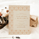 ヴィンテージアールデコアートバーンドオレンジエレガントな結婚式 招待状