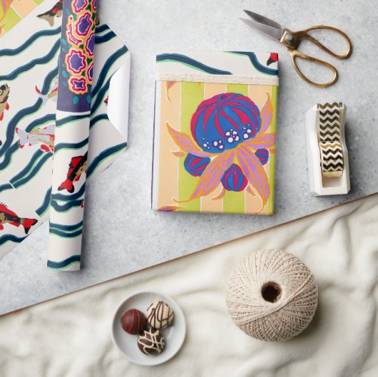 ヴィンテージアールデコアールヌーボー模様 ラッピングペーパー (クラフト)