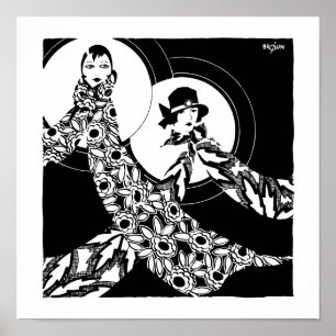 ヴィンテージアールデコウィメンズスカーフアド ポスター