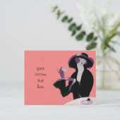 ヴィンテージアールデコウーマン、アフターンティー、カップケーキ ポストカード (スタンド正面)