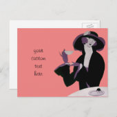 ヴィンテージアールデコウーマン、アフターンティー、カップケーキ ポストカード (正面/裏面)