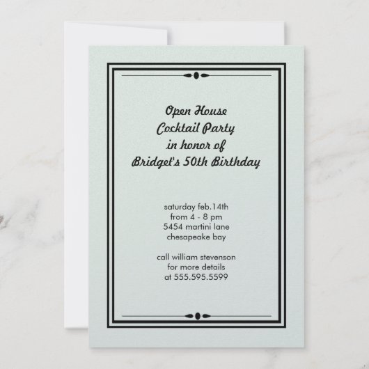 ヴィンテージアールデコエリート洗練されたパーティー 招待状 (裏面)