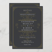 ヴィンテージアールデコエレガントウェディング 招待状 (正面/裏面)