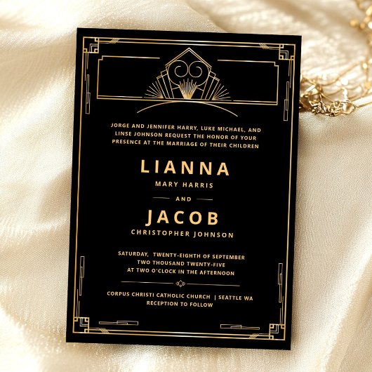 ヴィンテージアールデコエレガントウェディング 招待状