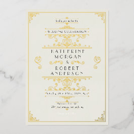 ヴィンテージアールデコエレガントウェディング 箔招待状